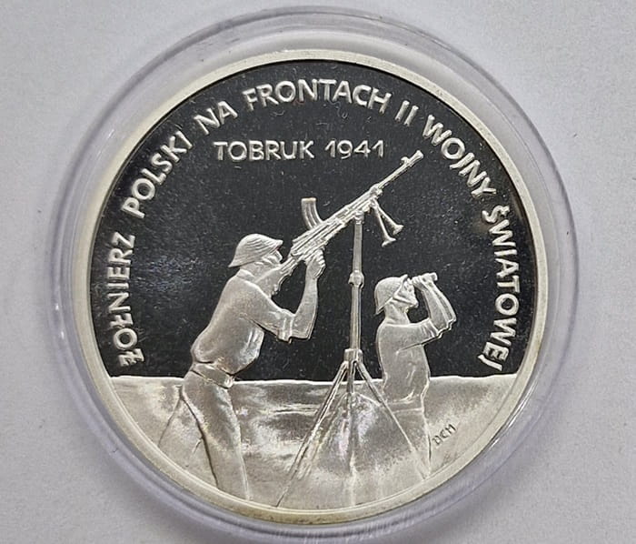Moneta 100 000 zł Żołnierz polski na frontach II WŚ Tobruk 1991