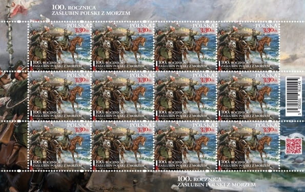 Znaczki 100 rocznica Zaślubin Polski z Morzem Arkusz 2020