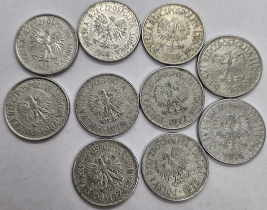 Zestaw monet obiegowych PRL 1 złoty różne roczniki