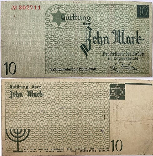 Banknot 10 marek 1940 Getto w Łodzi