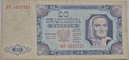 Banknot 20 zł 1948 stan 3