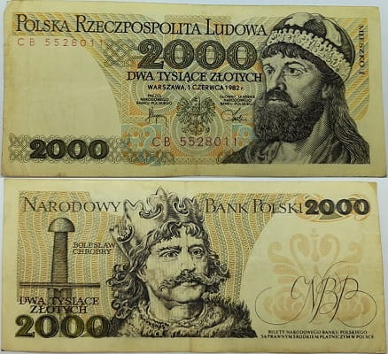 Banknot 2000 zł 1982 Mieszko I stan 3