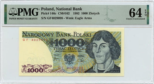 Banknot 1000 złotych 1982 PMG 64 EPQ