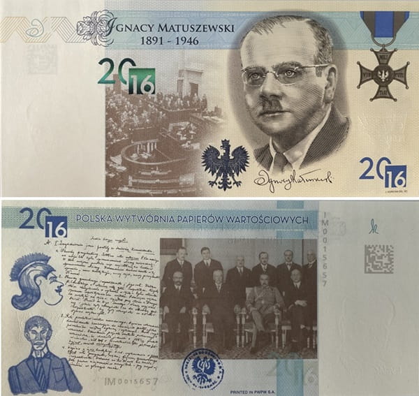 Ignacy Matuszewski PWPW 2016 banknot testowy
