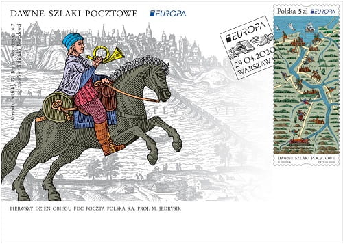 Koperta FDC Dawne szlaki pocztowe 2020 Europa