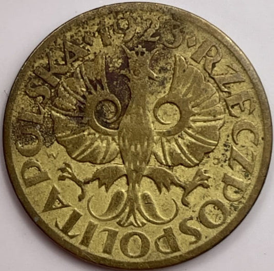 Moneta 2 grosze 1923 r. mosiądz