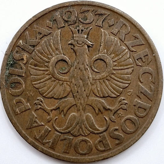 Moneta 2 grosze 1937 stan 2