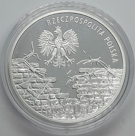Moneta 20 zł 65 rocznica powstania w Getcie Warszawskim 2008