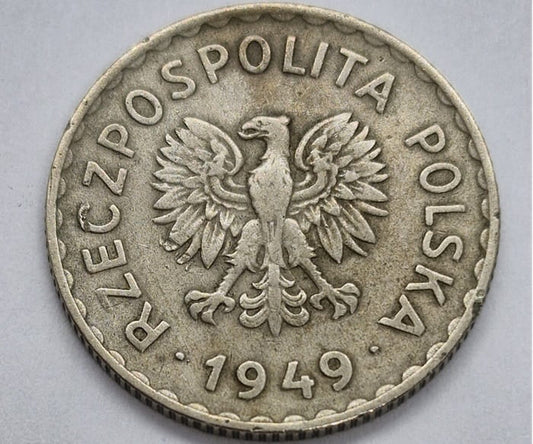 Moneta 1 złoty 1949 bz stan 3 miedzionikiel