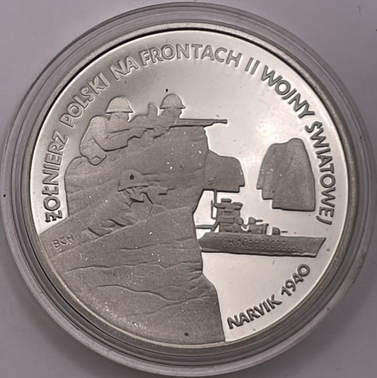 Moneta 100 000 zł Żołnierz polski na frontach II WŚ Narvik 1991