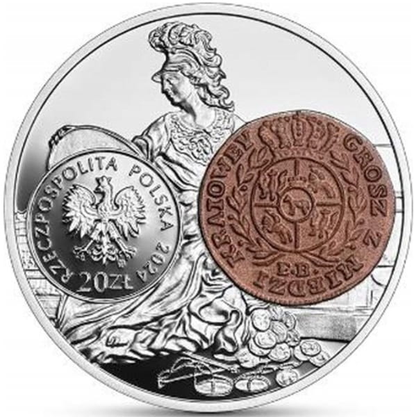 Moneta 20 zł Grosz z miedzi krajowej Stanisława Augusta 2024