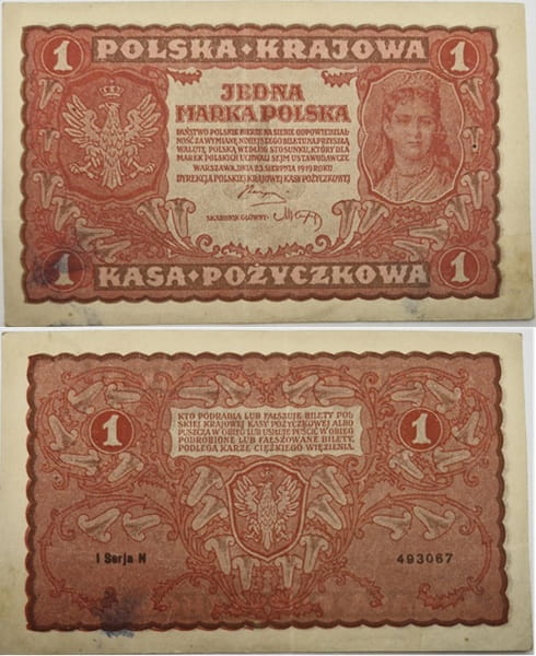 Banknot 1 marka 1919 stan 3