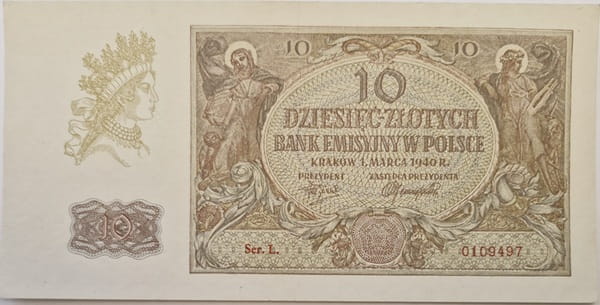 Banknot 10 złotych 1940 stan 2