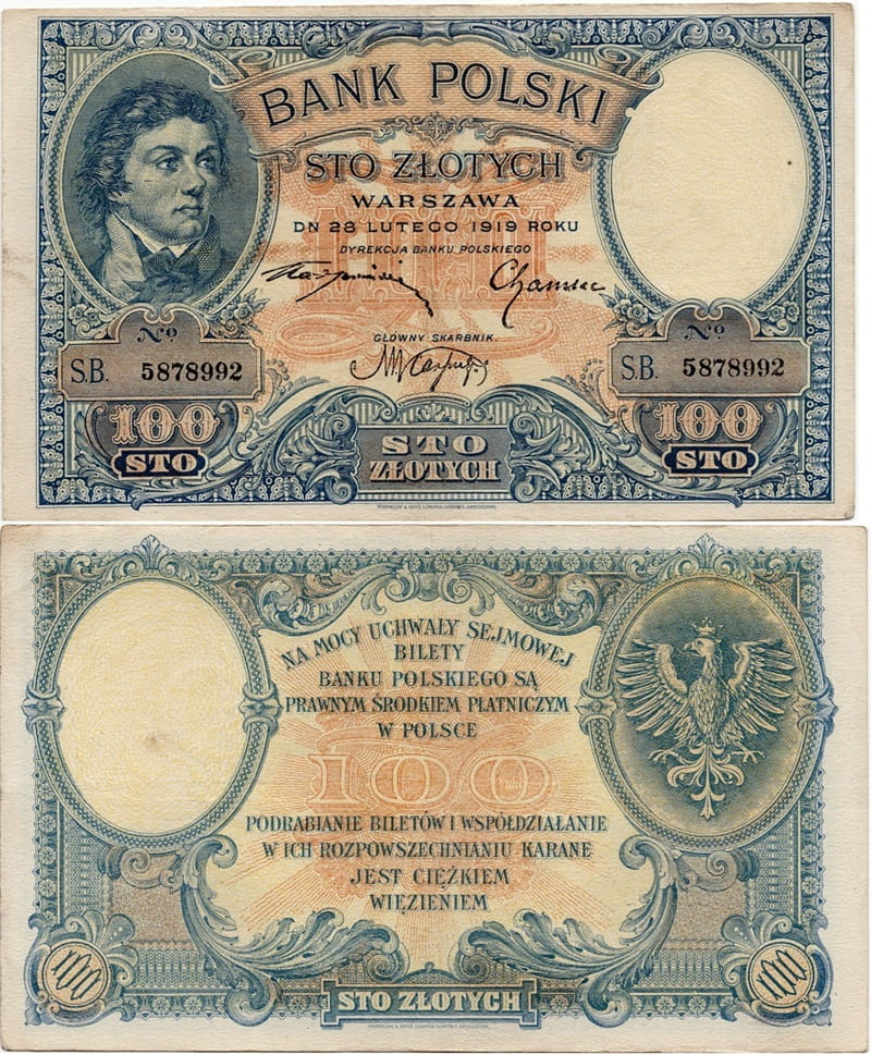 Banknot 100 zł  Kościuszko 1919