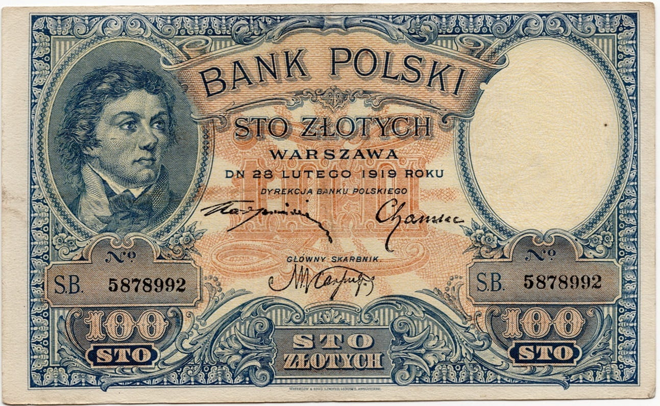 Banknot 100 zł  Kościuszko 1919