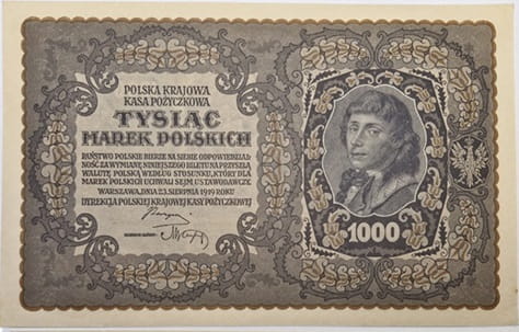 Banknot 1000 marek 1919 r. stan 1