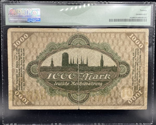 Banknot 1000 marek 1923 r. PMG 20 Wolne Miasto Gdańsk