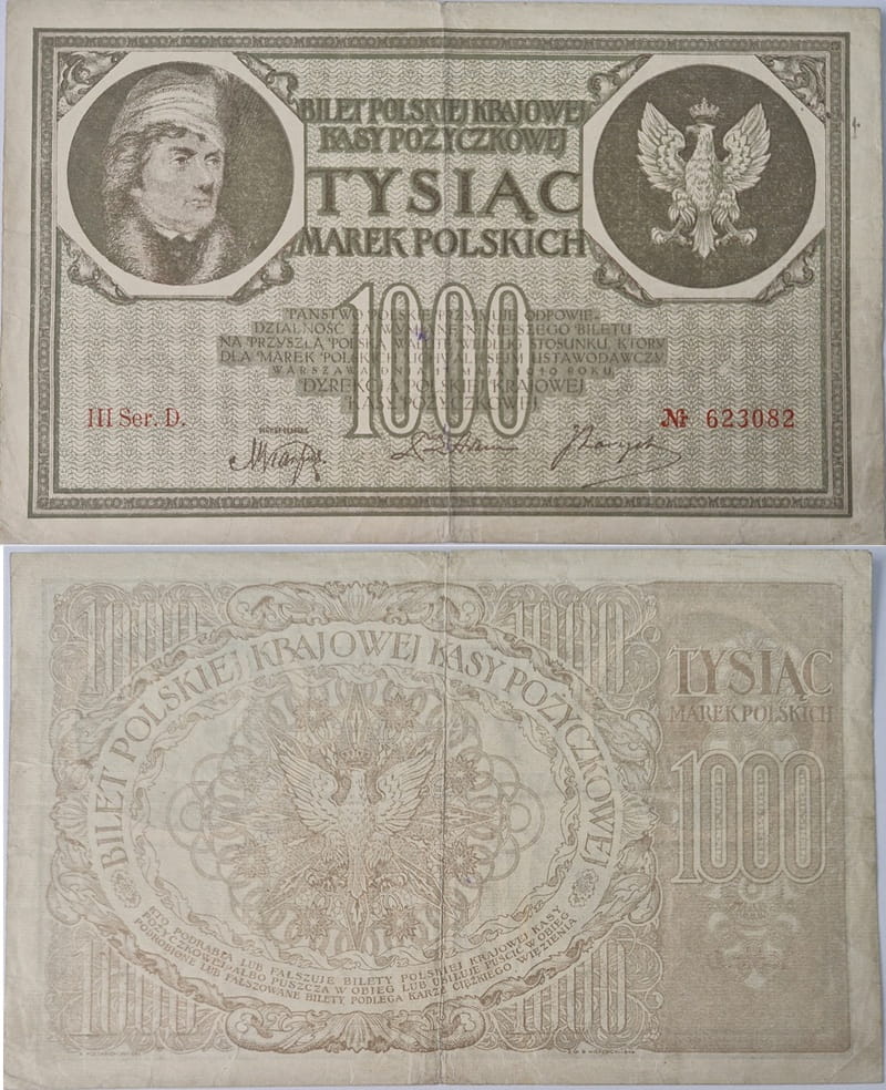 Banknot 1000 marek polskich V 1919