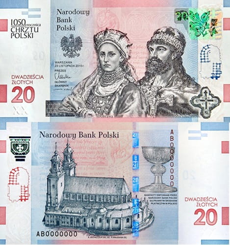Banknot 20 zł 1050 rocznica Chrztu Polski 2015