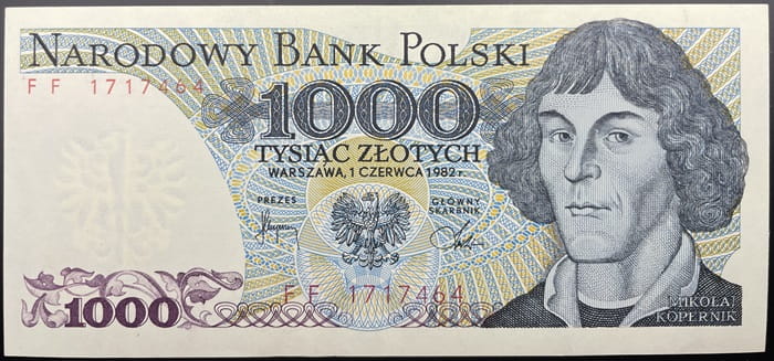Banknot 1000 zł 1982 Mikołaj Kopernik stan 2