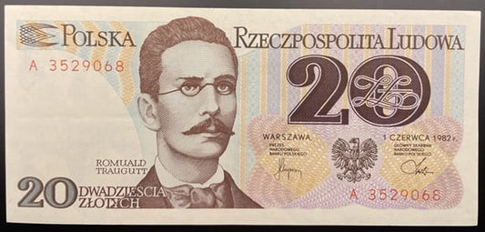 Banknot 20 zł 1982 Traugutt seria A