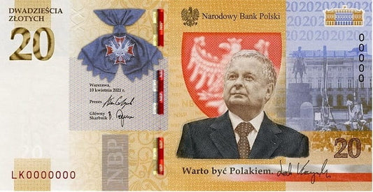 Banknot 20 zł Lech Kaczyński 2021