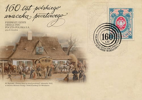Koperta FDC 160 lat polskiego znaczka pocztowego 2020