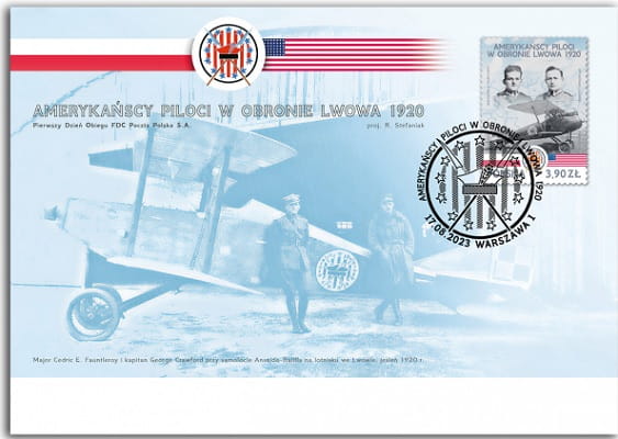 Koperta FDC Amerykańscy piloci w obronie Lwowa FDC 2023 5337