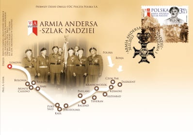 Koperta FDC Szlak Nadziei Władysław Anders 2023 łezka prawa