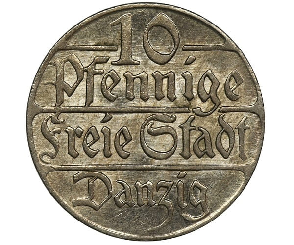 Moneta 10 fenigów Wolne Miasto Gdańsk 1923 r. /1