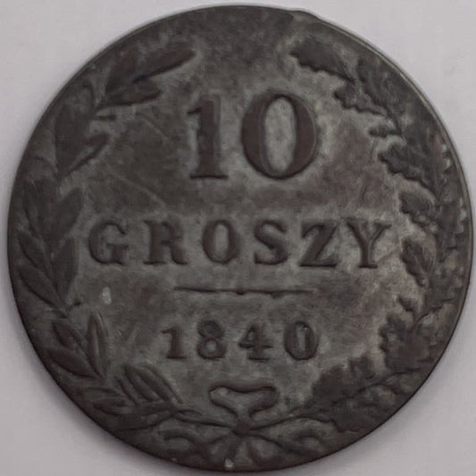Moneta 10 groszy Warszawa MW 1840 r. stan 3 /1