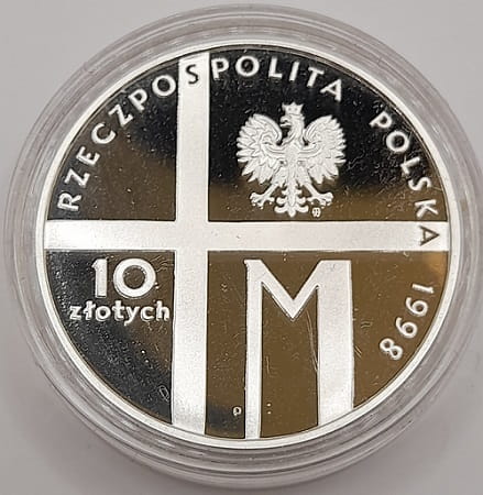 Moneta 10 zł 20-lecie pontyfikatu Jana Pawła II 1998