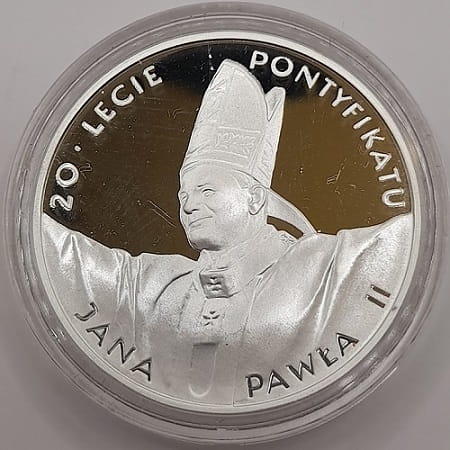 Moneta 10 zł 20-lecie pontyfikatu Jana Pawła II 1998
