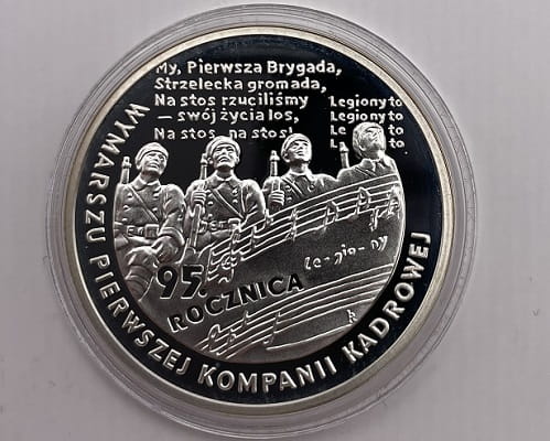 Moneta 10 zł 95 rocznica wymarszu Kompanii Kadrowej 2009