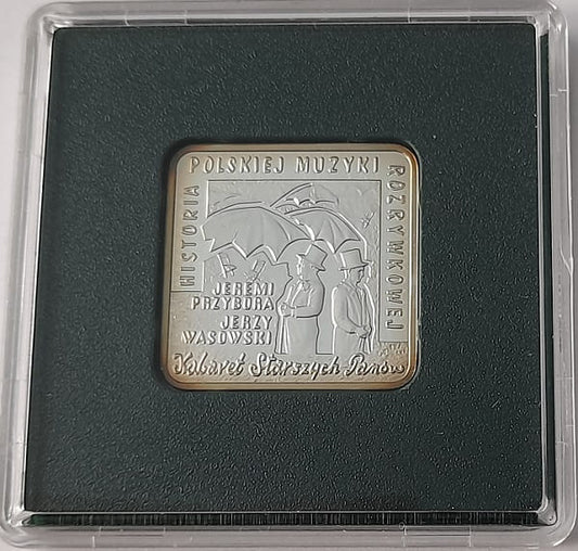 Moneta 10 zł Jeremi Przybora Jerzy Wasowski kwadrat 2011 r.