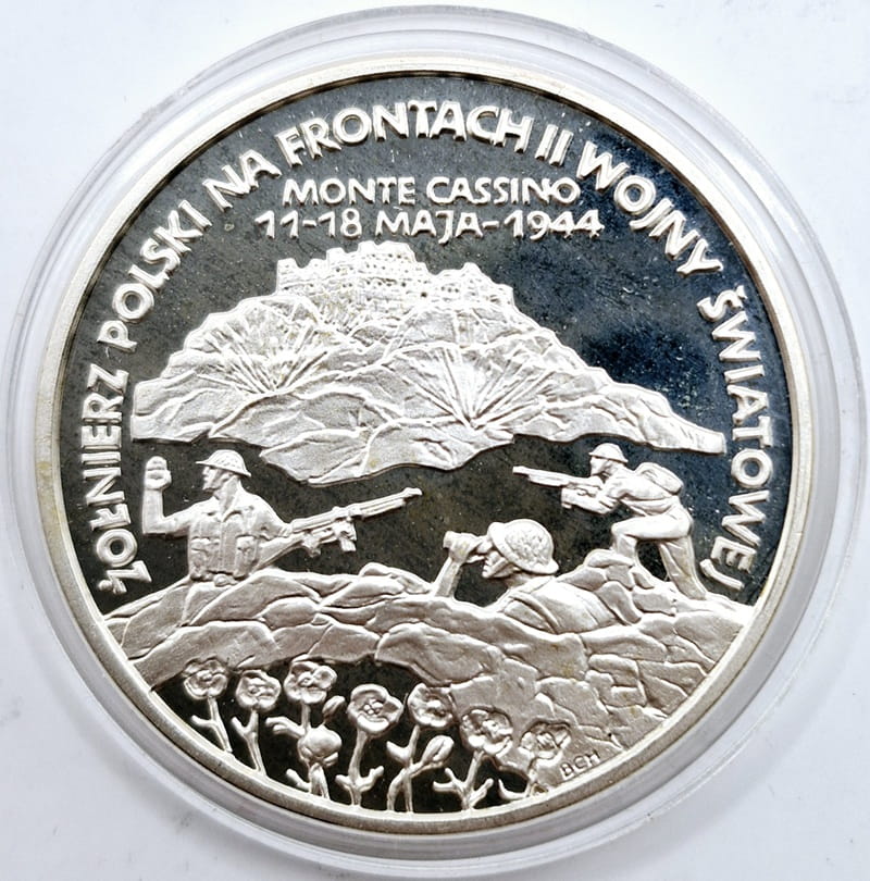 Moneta 100 000 zł Żołnierz polski na frontach II WŚ Monte Cassino 1994