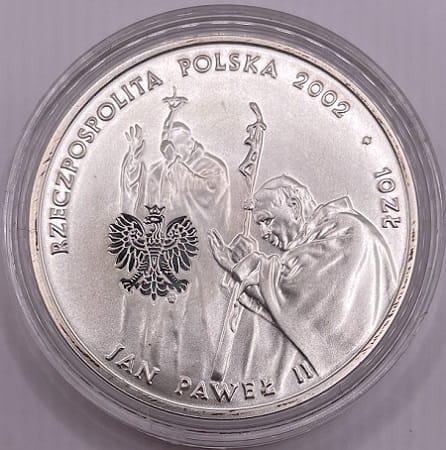 Moneta 10 zł Jan Paweł  II pontifex maximus 2002
