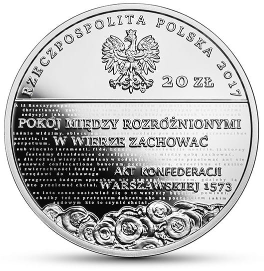 Moneta 20 zł Pięć wieków reformacji w kościele 2017 r.