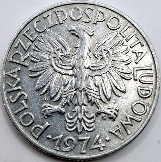 Moneta 5 zł Rybak 1974 stan 3