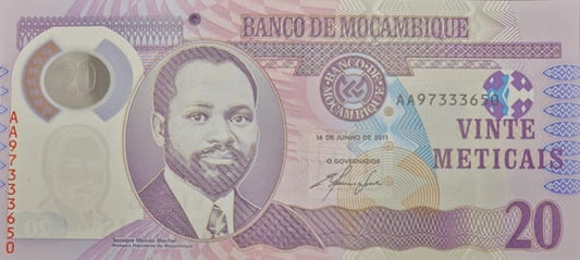 Mozambik banknot 20 meticais 2011