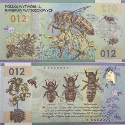 Pszczoła miodna 012 PWPW 2012 r. banknot testowy