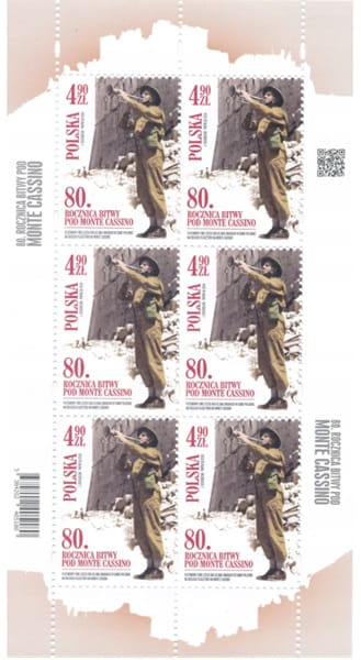 Znaczki 80 rocznica bitwy pod Monte Cassino Arkusz 2024 5384